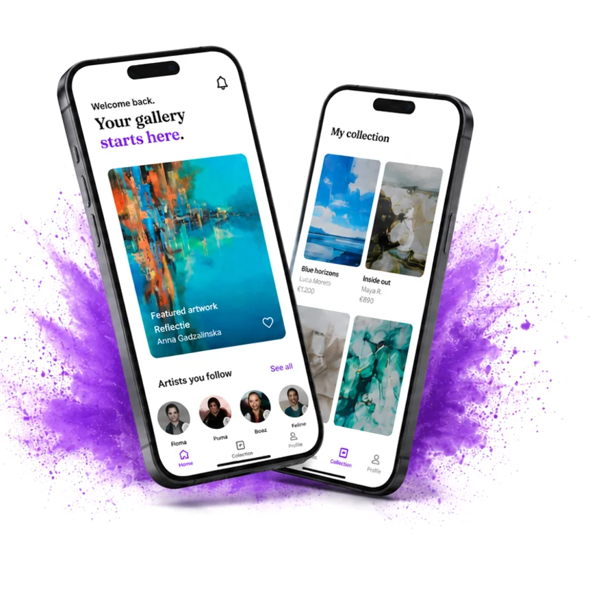 The Online Gallery app on two phones